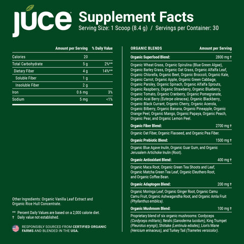 Júce Raw Greens Organic Superfood (30 servings)